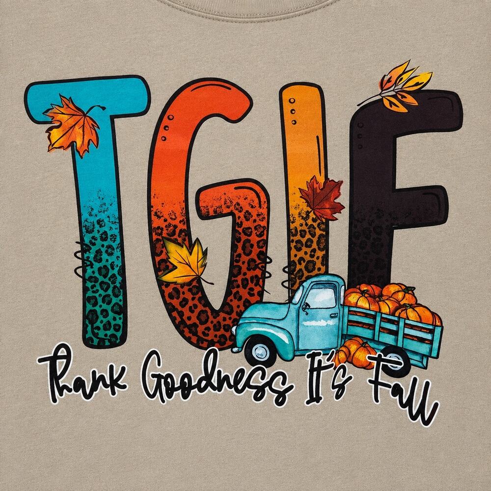 Bella Canvas 2XL TGIF Thank Goodness It’s Fall Graphic Tee Pumpkin Truck Autumn